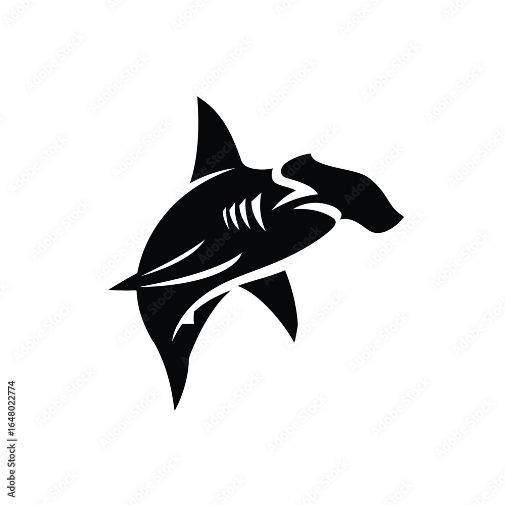 Fototapeta premium Hammerhead Shark Silhouette Powerful Aquatic Predator Logo Design