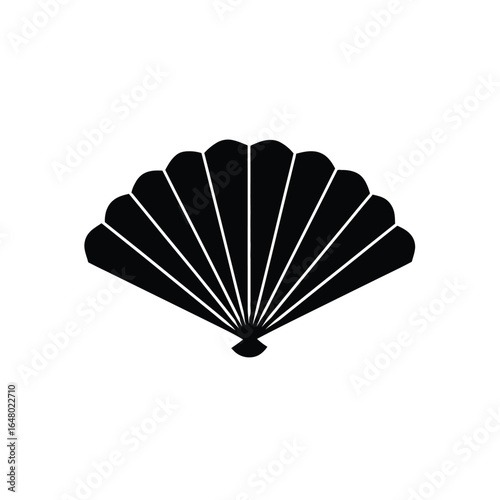 Elegant Black Fan Illustration on White Background