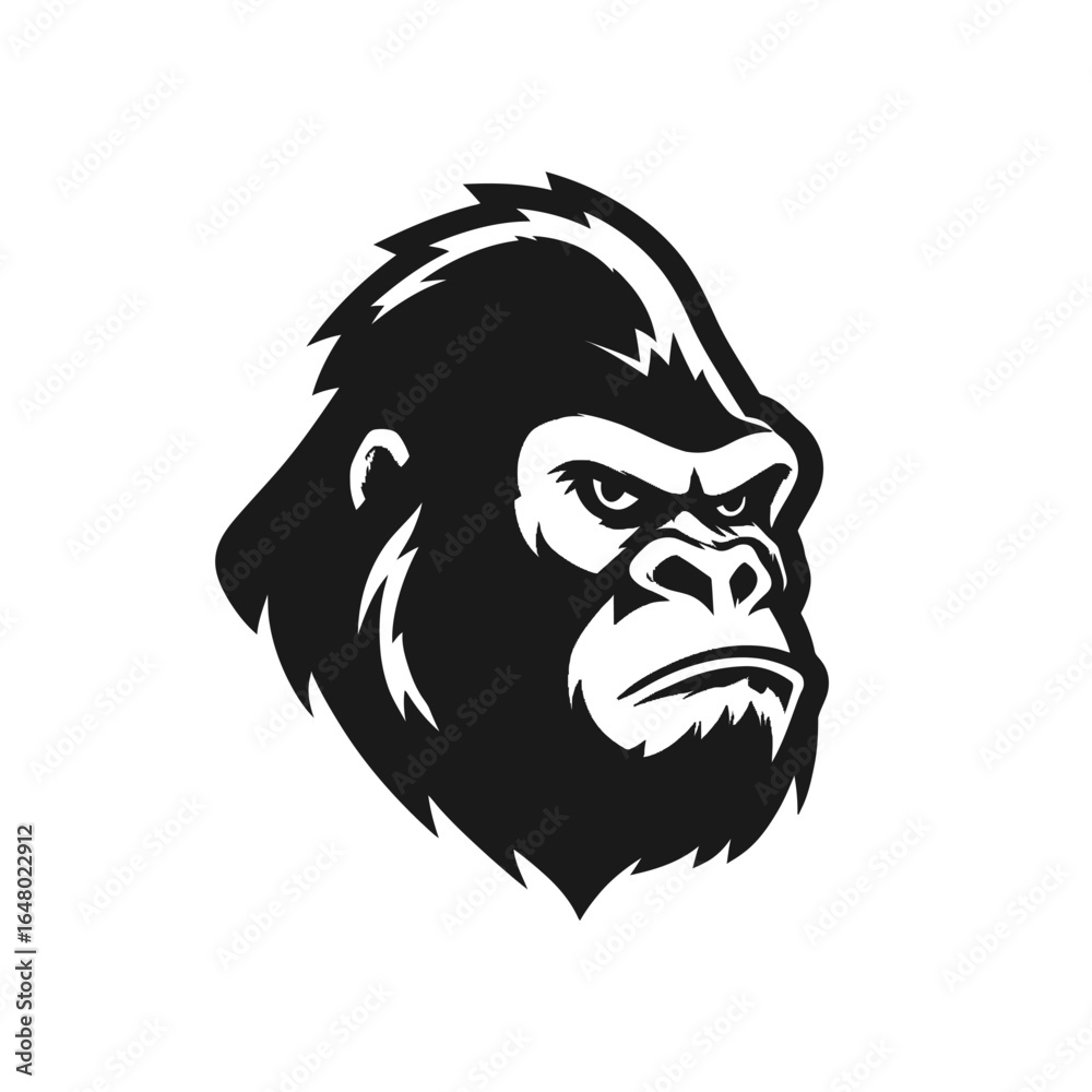 Fototapeta premium Powerful Gorilla Head Icon in Black and White for Logo Design and Branding