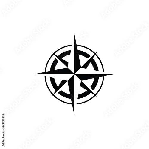 Compass Rose A Simple Black and White Vector Illustration for Navigation and Direction