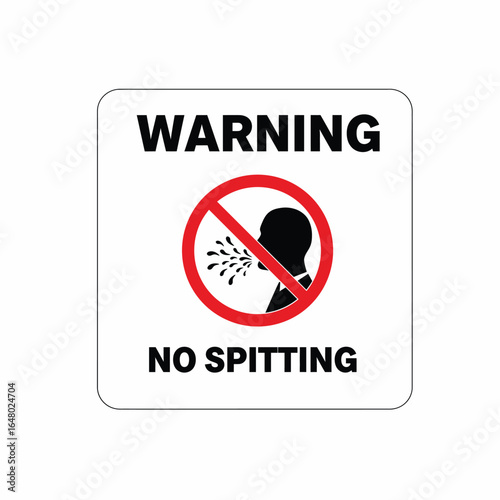 Warning Sign Emphasizing the Prohibition of Spitting with Graphic Symbolism Highlighting Public Health and Hygiene Awareness within Community Spaces for Safety and Prevention