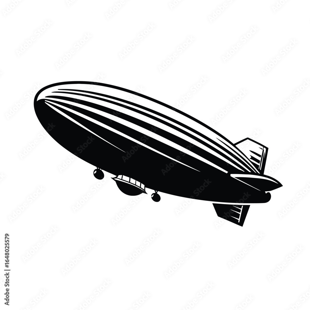 Fototapeta premium Classic vintage style illustration of an airship gracefully soaring, a symbol of early aviation and monumental transport engineering, evoking historical innovation and pioneering aerial travel.