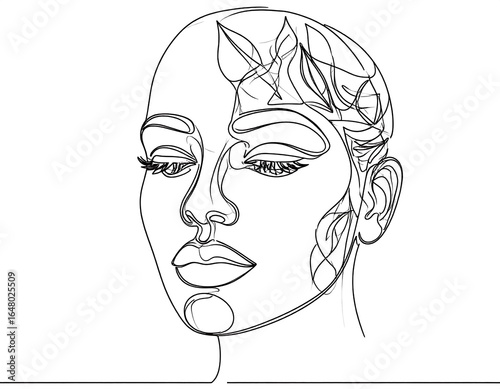 Elegant line art of a woman's face
