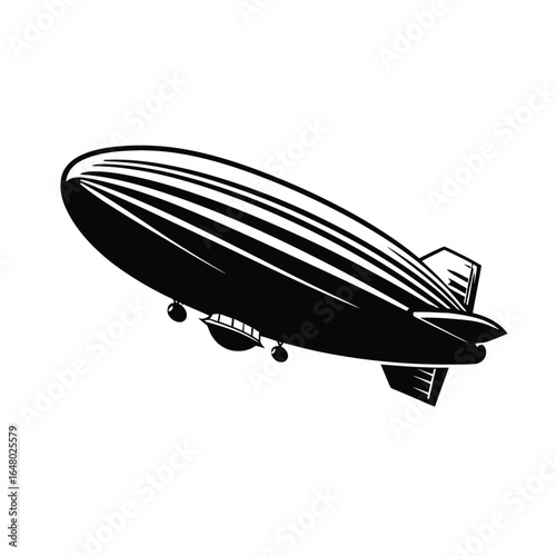 Classic vintage style illustration of an airship gracefully soaring, a symbol of early aviation and monumental transport engineering, evoking historical innovation and pioneering aerial travel.