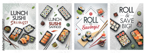 An appetizing display of sushi rolls and sashimi showcasing vibrant colors and textures.