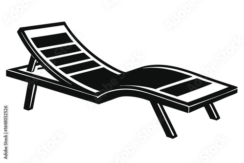 Black and White Vector Illustration of a Beach Chair or Lounge Chair