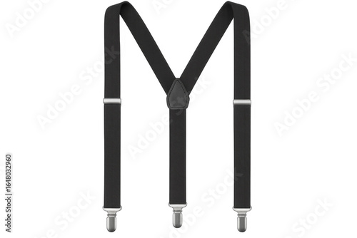 Black suspenders isolated on transparent background: elegant formal wear accessory
