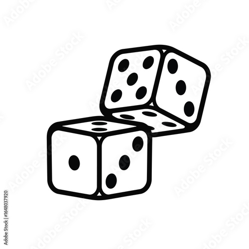 Vector art of two dice, one showing a one and the other showing a five, isolated on white background