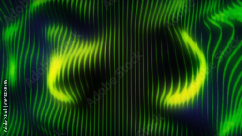 Abstract wavy background in green colors with grain effect. Modern colorful wallpaper. 3d rendering.