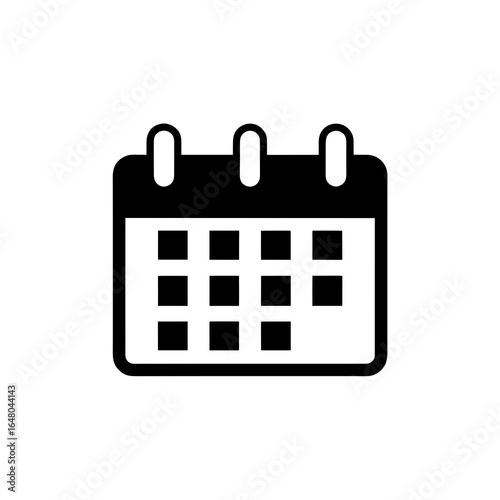 Black and white icon of a calendar grid date month