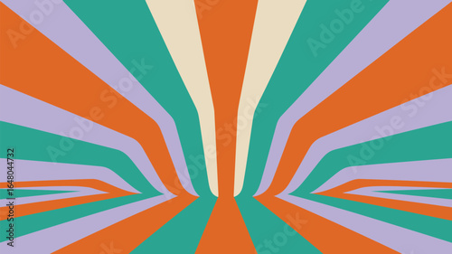 Abstract background with converging lines in orange, teal, lavender, and cream creating a tunnel effect