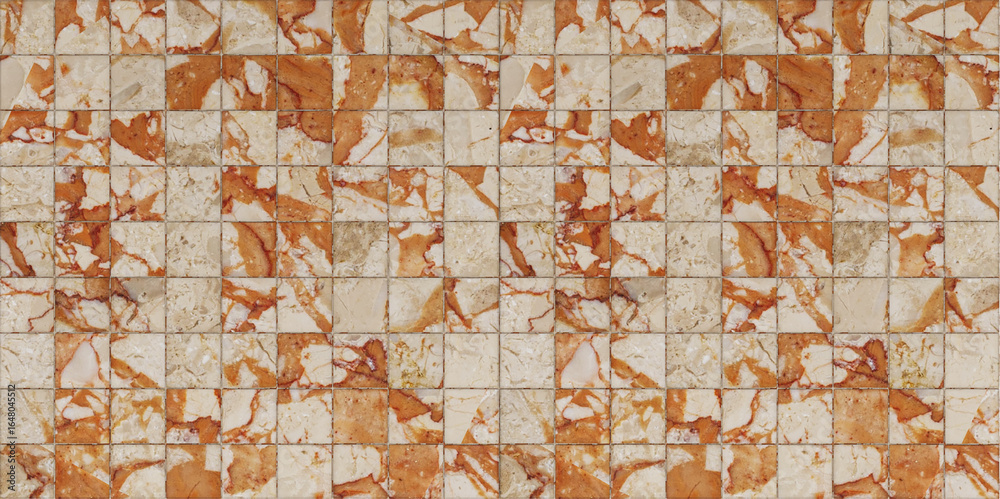 Fototapeta premium Seamless Orange and Beige Marble Mosaic Tile Texture Background