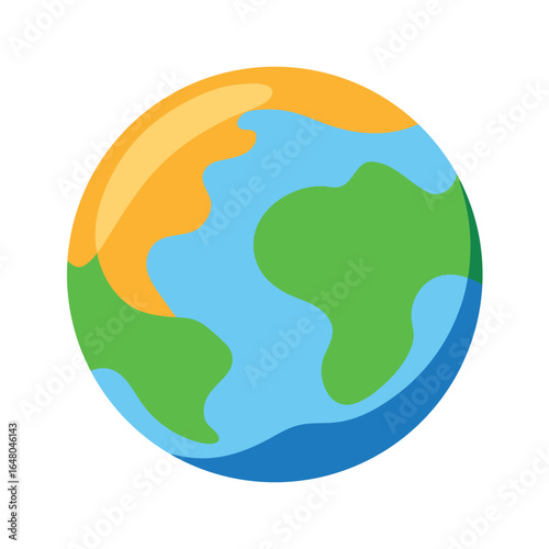 Planet Earth Color Vector Logo Icon on White Background
