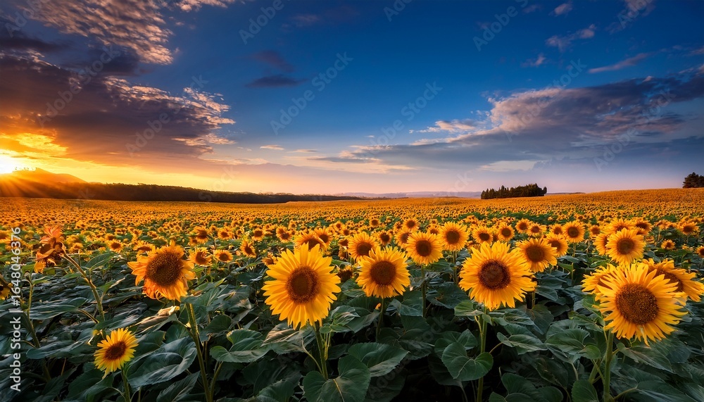 Fototapeta premium vibrant sunflowers in a summer field