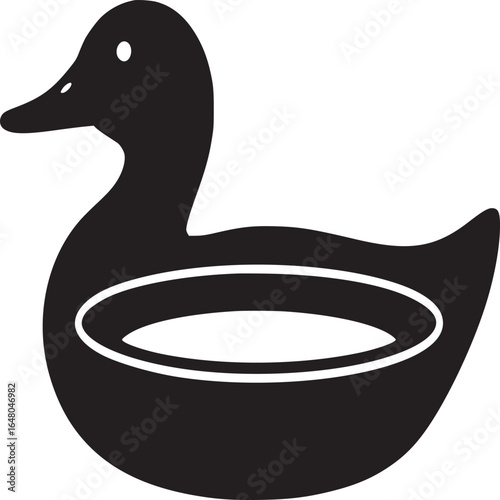 Silhouette of a rubber ducky with a white ring around its body on a white background image view