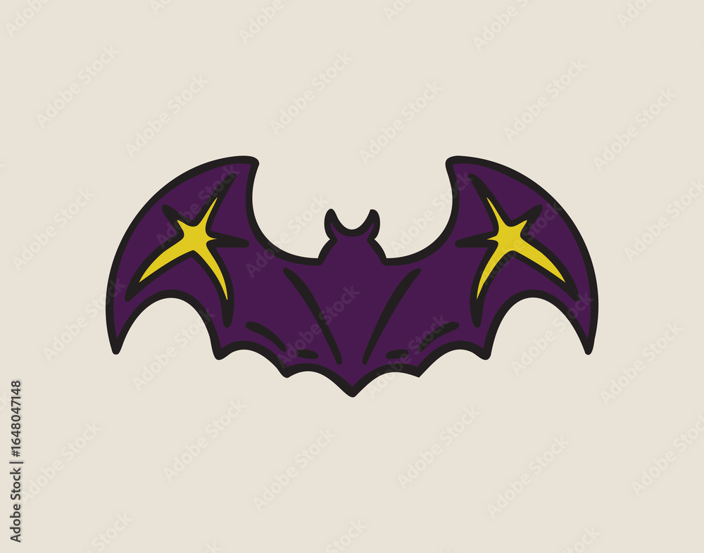 Obraz premium Bat, boho mystical witchy hand drawn style