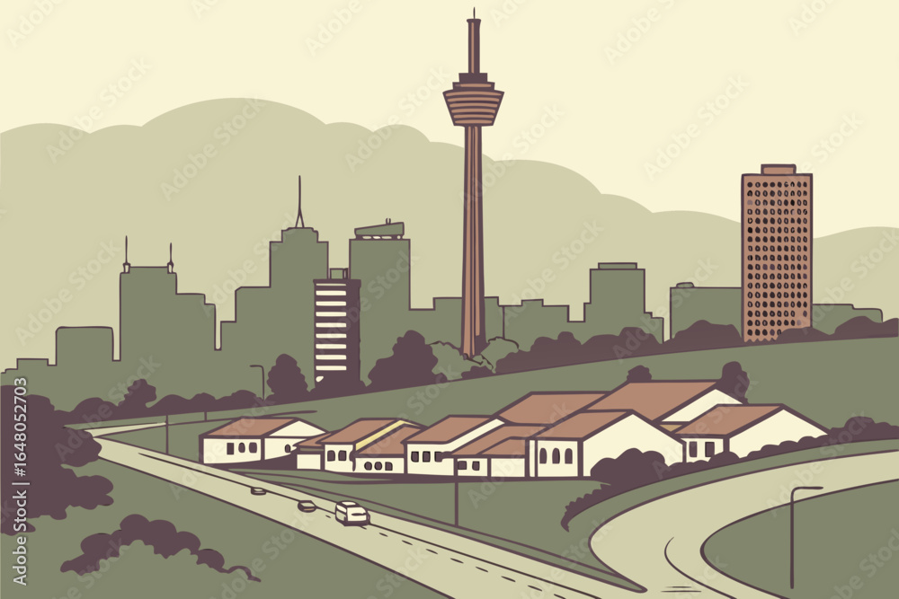 Obraz premium Johannesburg, South Africa – South Africa’s economic powerhouse and mining hub.