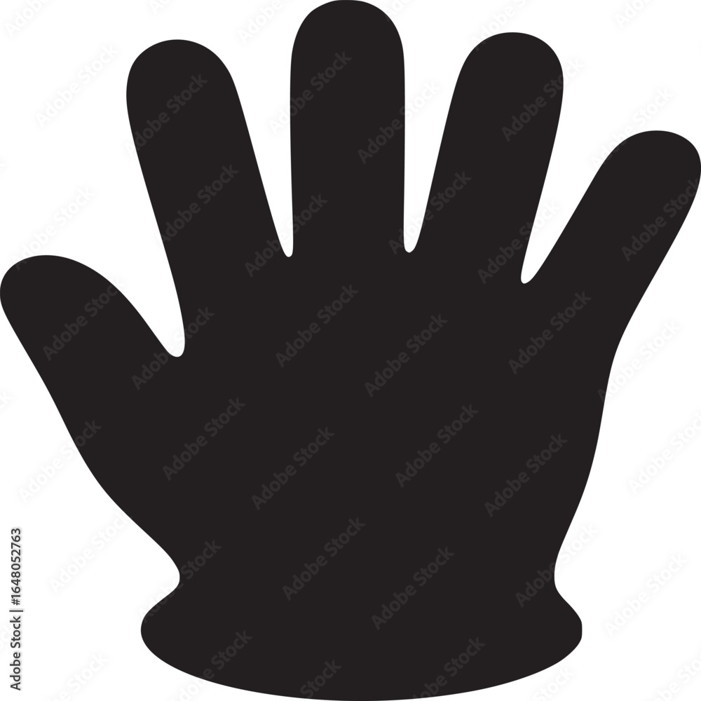 Obraz premium A simple black silhouette of a hand with five fingers on a plain white background in a studio shot