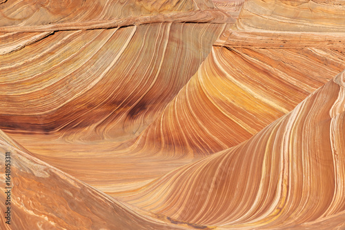 Abstract Pattern in Striped Sandstone at The Wave, Coyote Buttes, Paria Canyon-Vermilion Cliffs Wilderness, Arizona, USA – Close-Up of Vibrant Red Rock and Natural Desert Formation