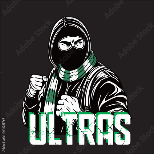 illustration vector graphic of Football fans ultras hooligan design for logo, t-shirt, etc
