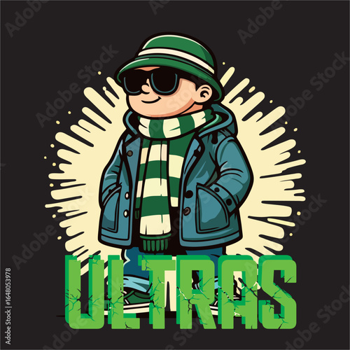 illustration vector graphic of Football fans ultras hooligan design for logo, t-shirt, etc
