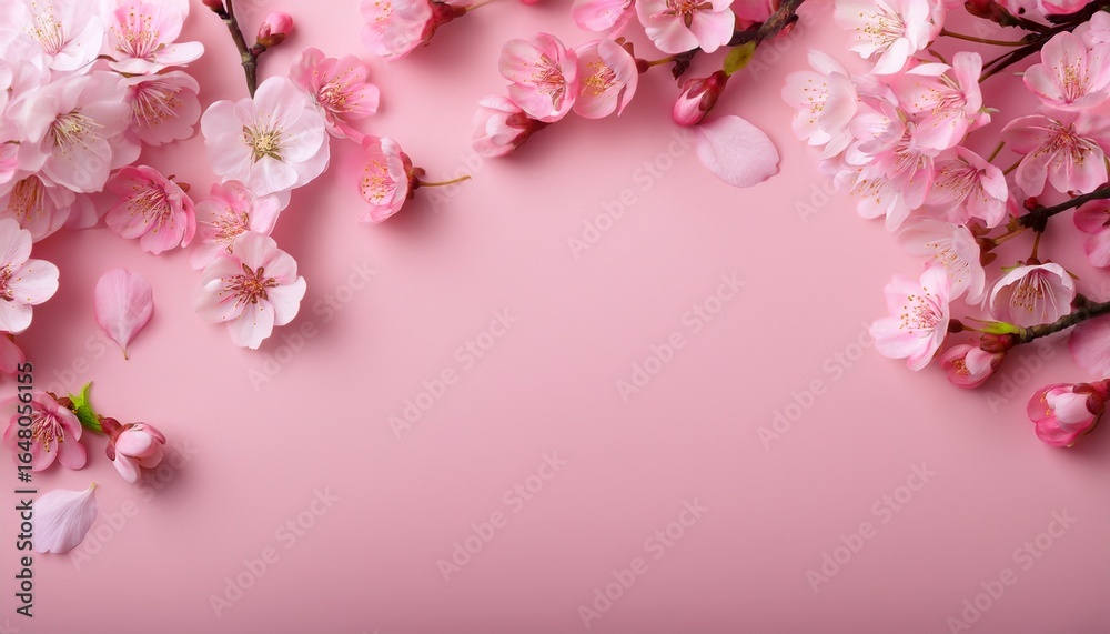 Naklejka premium pastel pink backdrop with blooming cherry blossoms