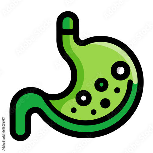 Stomach with Acid Digestion Vector Icon