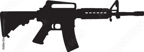 Black silhouette of an assault rifle with a carrying handle weapon firearm