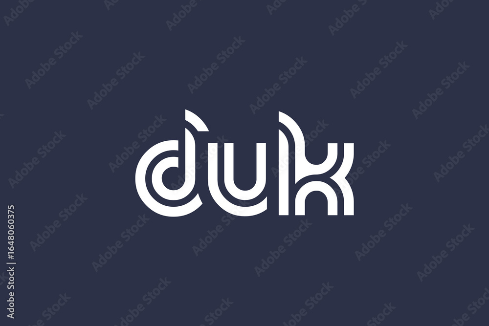 Naklejka premium DUK Creative Unique Modern Letter Logo Design. Elegant Monogram Logo Design with Decorative Elements and Typography