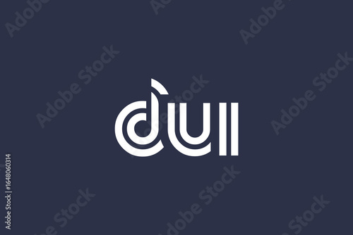 DUI Creative Unique Modern Letter Logo Design. Elegant Monogram Logo Design with Decorative Elements and Typography