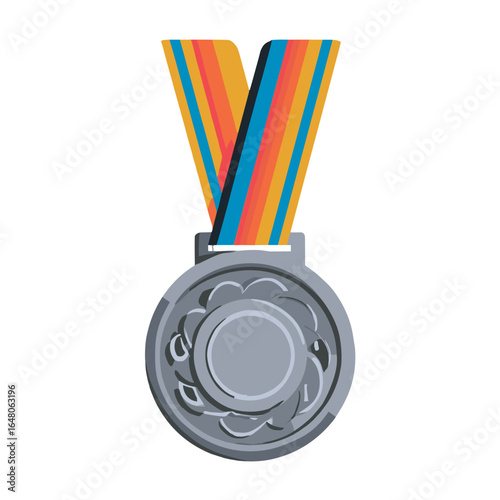 silver medal with ribbon