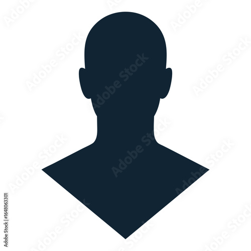 Silhouette of a man s head and shoulders against a white background
