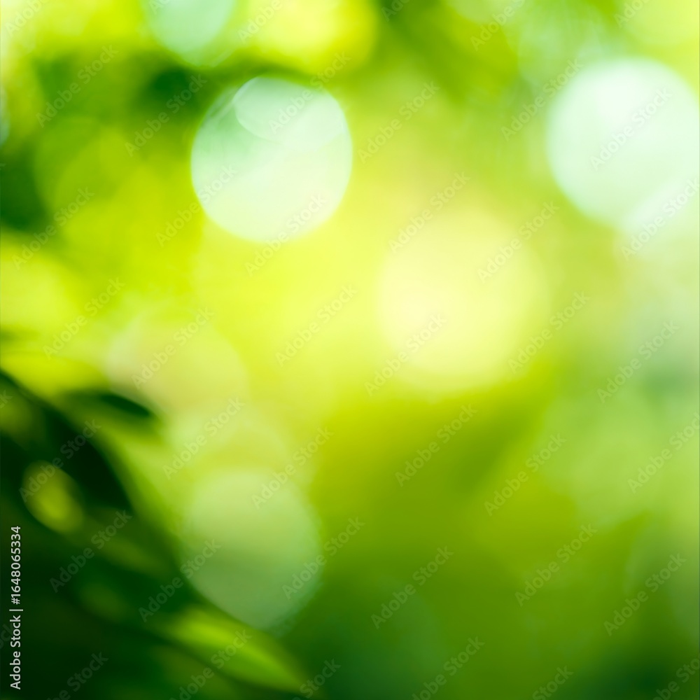 Obraz premium Bright and Cheerful Light Green Abstract Background with Bokeh Effect and Soft Sunshine Glow