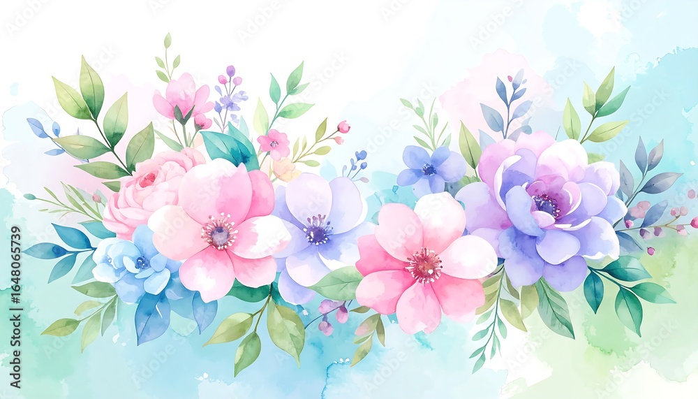 Fototapeta premium Delicate floral arrangement in pastel shades