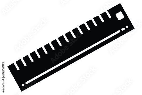 Black and White Graphic of a Ruler with Measurement Markings and Holes