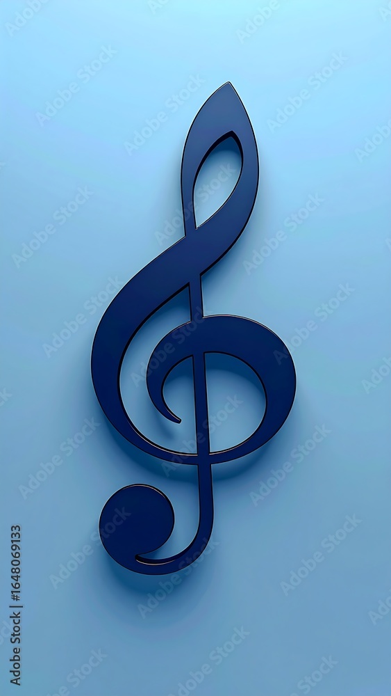 Obraz premium Dark blue treble clef on a light blue background (1)