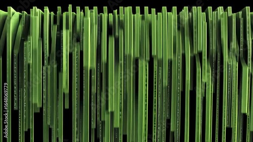 digital green code streams creating a cybernetic forest