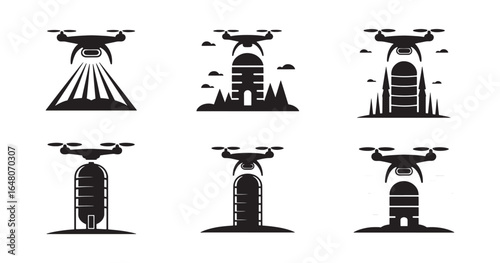 Amusement Park Silhouette Icons for Entertainment Design