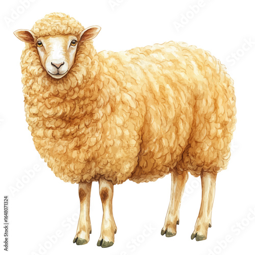 watercolor of Sheep, vector, isolated on a white background.
