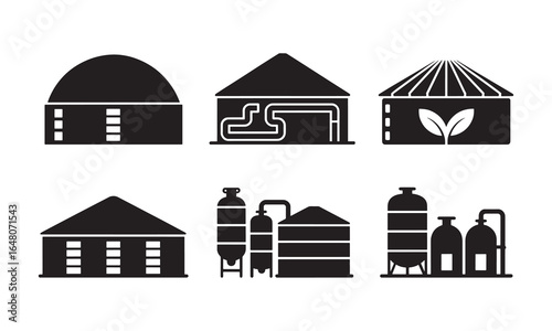 Farmhouse and Barn Silhouette Icons for Agriculture Design