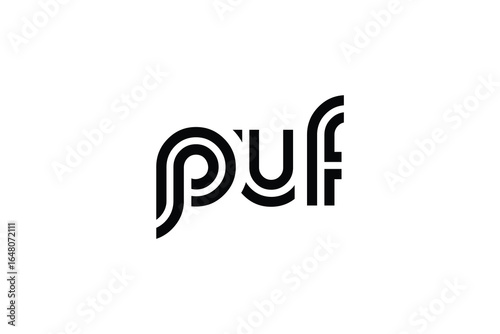 PUF Creative Unique Modern Letter Logo Design. Elegant Monogram Logo Design with Decorative Elements and Typography