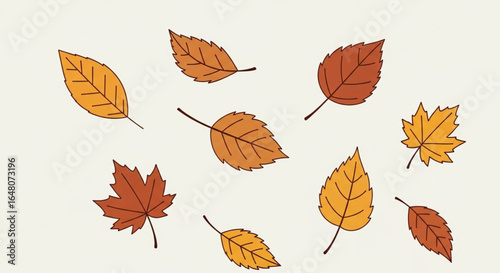 Autumn Leaves Illustration Fall Foliage Design Elements