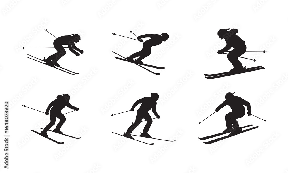 Fototapeta premium Surfing Silhouette Icons for Summer and Beach Design