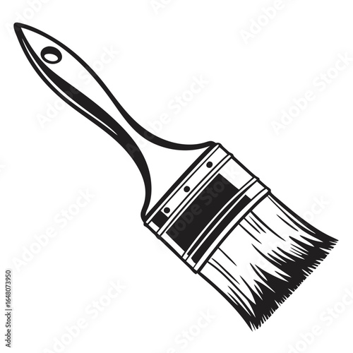 paint brush vector illustration.paintbrush silhouette, black fill, vector art, minimal design, white background, artistic tool, EPS graphic, simple shape, art equipment, painter tool.