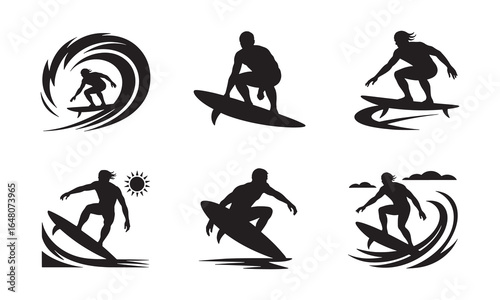 Swimming Silhouette Icons for Water Sports and Activity