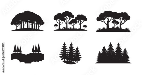 Tree Silhouette Icons for Nature and Landscape Design