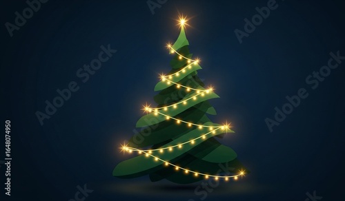 Dunkelblauer Hintergrund mit stilisiertem Weihnachts-Tannenbaum