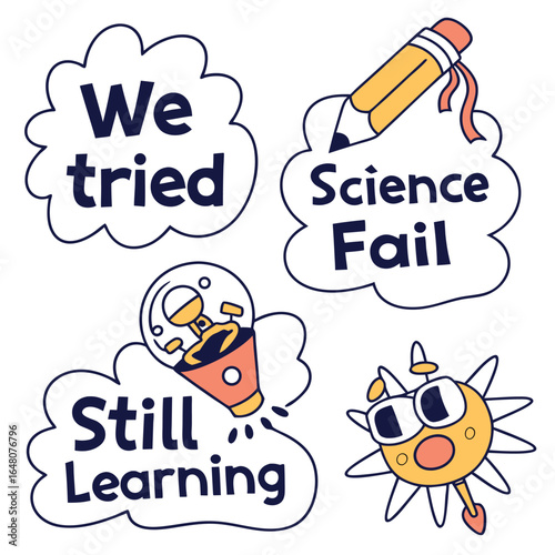 Homeschool sticker set for parents featuring a humorous we tried message and colorful elements suitable for various crafting and design projects