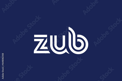 ZUB Creative Unique Modern Letter Logo Design. Elegant Monogram Logo Design with Decorative Elements and Typography