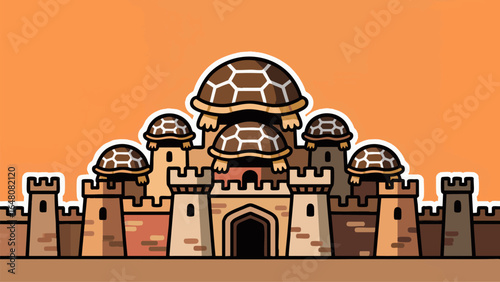 Vector Castle with Turtle Shell Towers